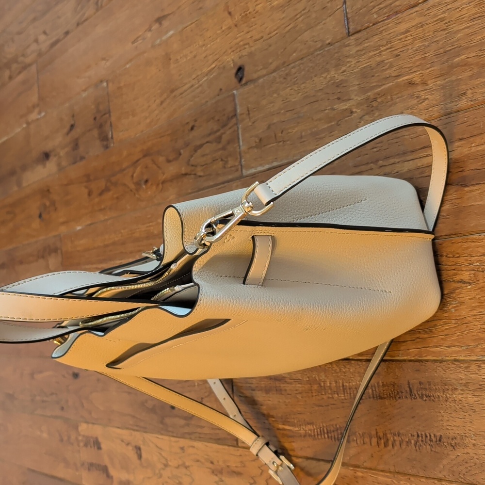 Michael Kors Emilia Large Cream Pebbled Leather Satchel - Picture 4 of 13